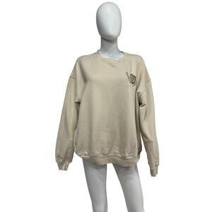 Daughter Lessons Nyc 'Uptown' White Cotton Oversized Crew Sweater Size XL